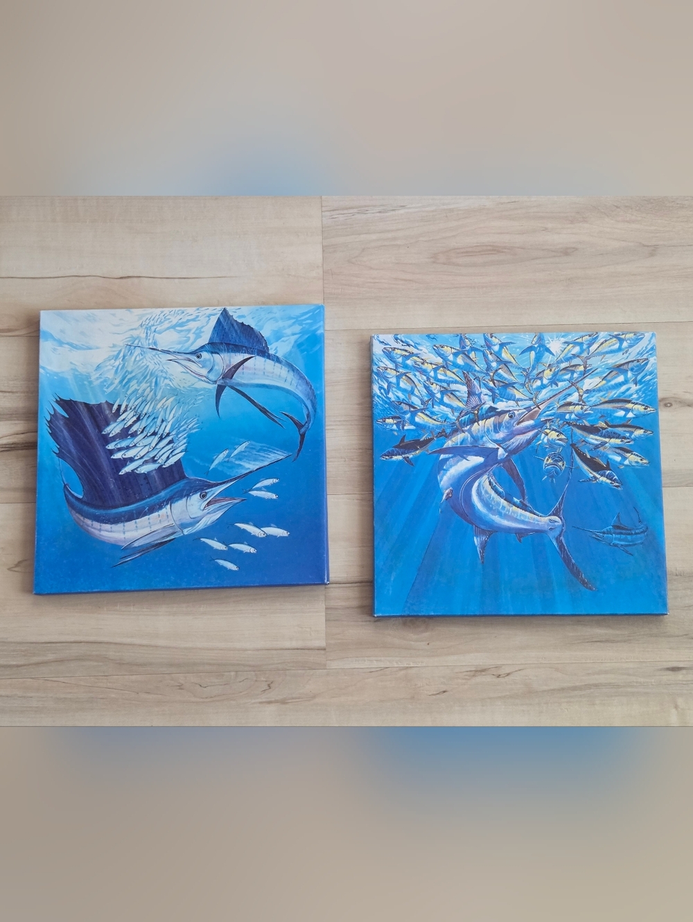 Blue Marlin Swordfish Canvas Art Nautical Coastal Beach House Ocean Decor 12×12